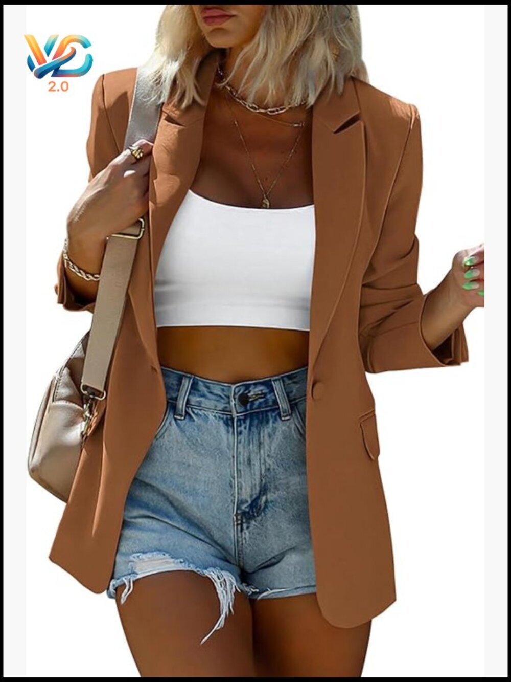 Oversized Blazer Long Sleeve Button Front Work Casual Jacket Lightweight